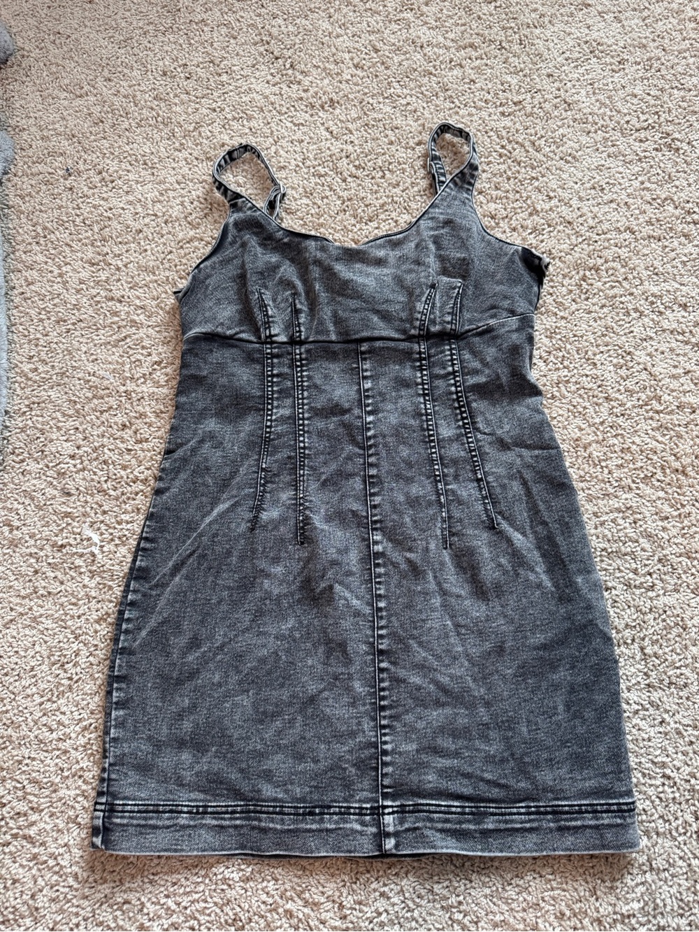 No Boundaries Washed Black Denim Mini Slip Dress